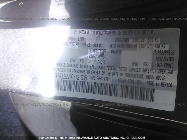 3MYDLBZV2GY121505 - 2016 TOYOTA SCION IA BLUE photo 9