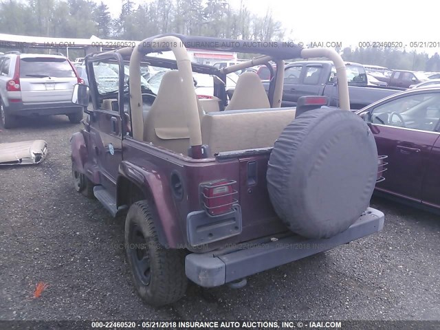 1J4FA59S82P761789 - 2002 JEEP WRANGLER / TJ SAHARA BURGUNDY photo 3