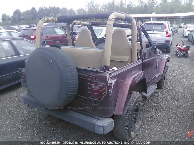 1J4FA59S82P761789 - 2002 JEEP WRANGLER / TJ SAHARA BURGUNDY photo 4