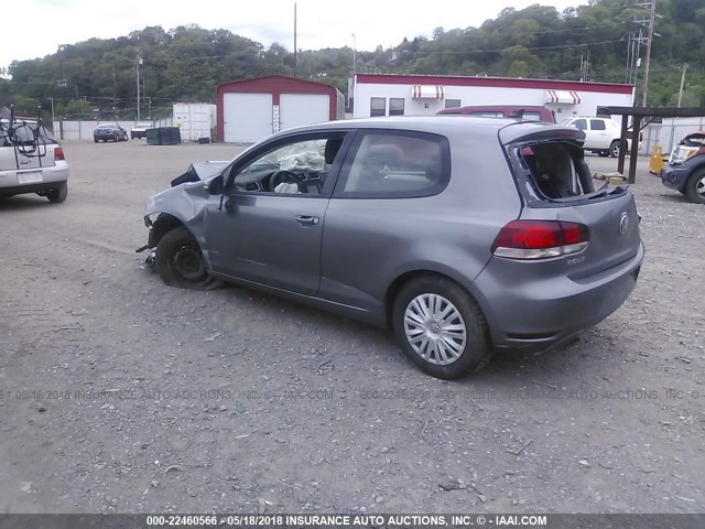 WVWAB7AJ7CW013702 - 2012 VOLKSWAGEN GOLF GRAY photo 3