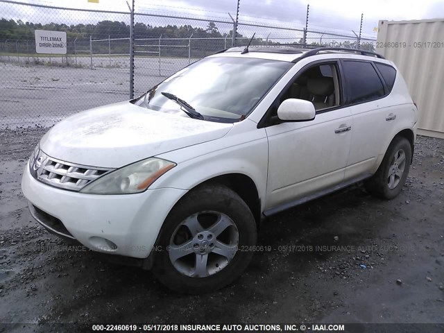 JN8AZ08T65W313037 - 2005 NISSAN MURANO SL/SE/S WHITE photo 2