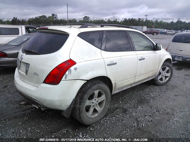 JN8AZ08T65W313037 - 2005 NISSAN MURANO SL/SE/S WHITE photo 4