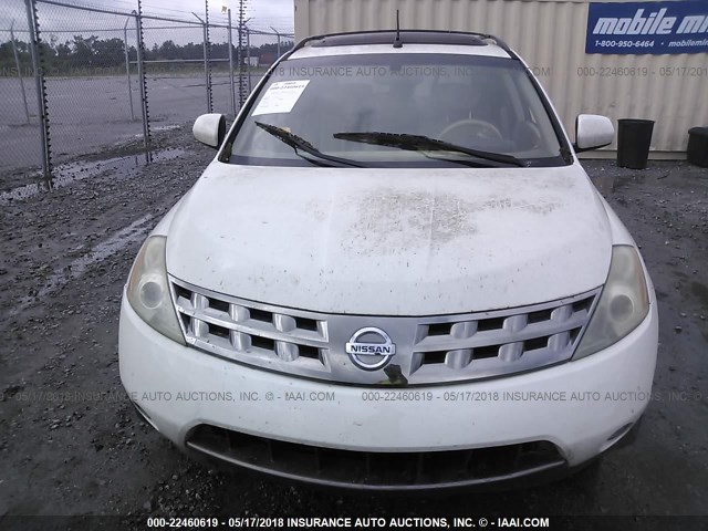 JN8AZ08T65W313037 - 2005 NISSAN MURANO SL/SE/S WHITE photo 6