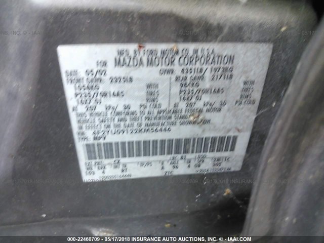 4F2YU09122KM56446 - 2002 MAZDA TRIBUTE LX/ES ნაცრისფერი ფოტო 9