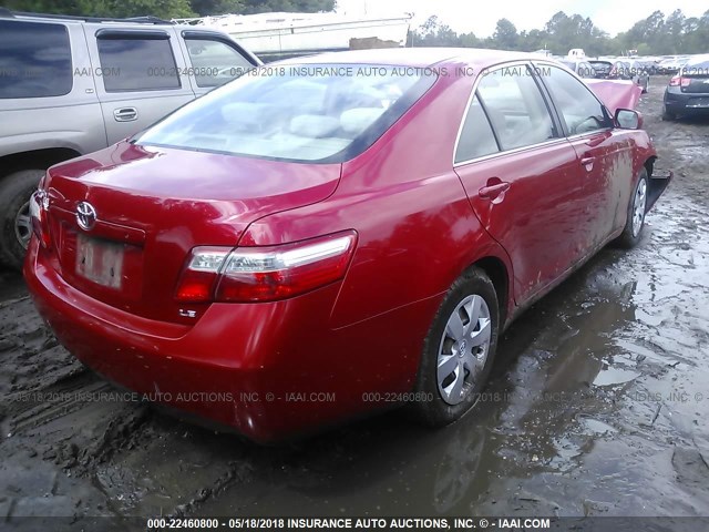 4T1BE46K47U117525 - 2007 TOYOTA CAMRY NEW GENERAT CE/LE/XLE/SE RED photo 4