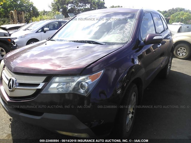 2HNYD28497H550162 - 2007 ACURA MDX TECHNOLOGY MAROON photo 2