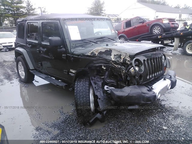 1J4HA5H19BL598675 - 2011 JEEP WRANGLER UNLIMITE SAHARA GREEN photo 1