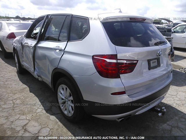 5UXWX9C54E0D36518 - 2014 BMW X3 XDRIVE28I SILVER photo 3
