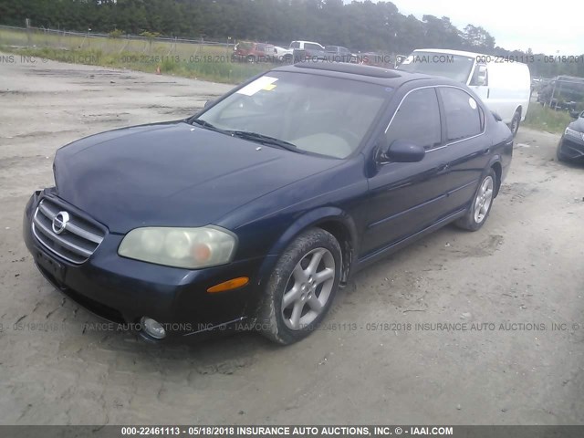 JN1DA31D12T408321 - 2002 NISSAN MAXIMA GLE/GXE/SE BLUE photo 2