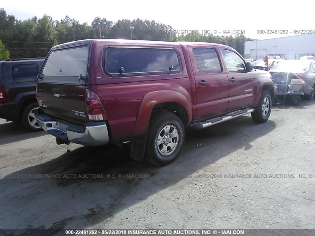 3TMJU62N68M057204 - 2008 TOYOTA TACOMA DOUBLE CAB PRERUNNER BURGUNDY photo 4