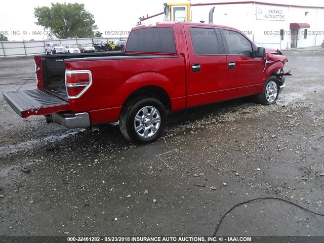 1FTFW1CV5AFC44800 - 2010 FORD F150 SUPERCREW RED photo 4
