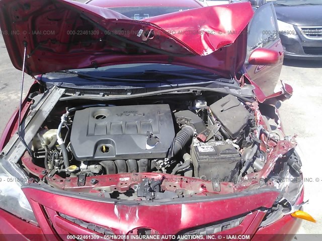 5YFBU4EE3DP184936 - 2013 TOYOTA COROLLA S/LE RED photo 10