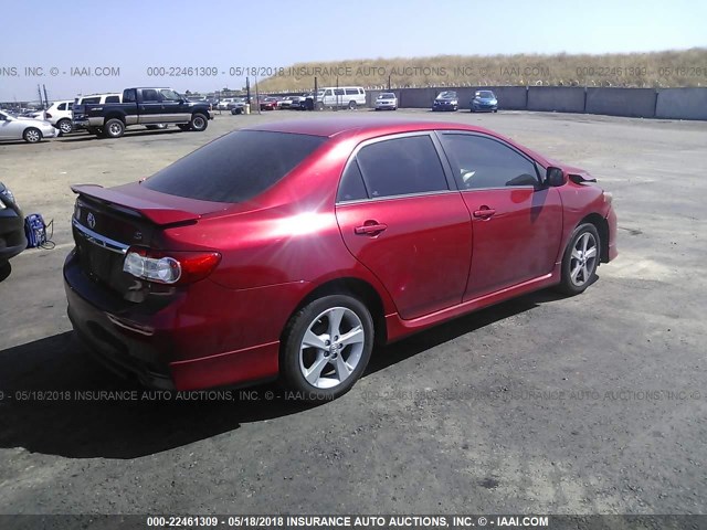 5YFBU4EE3DP184936 - 2013 TOYOTA COROLLA S/LE RED photo 4