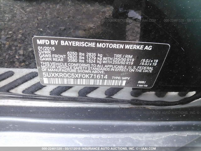 5UXKR0C5XF0K71614 - 2015 BMW X5 XDRIVE35I Qara foto 9