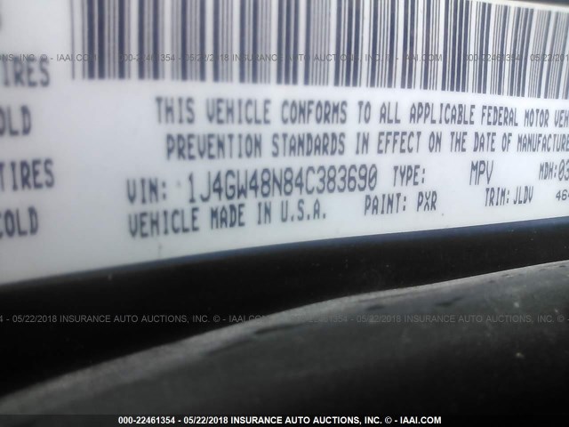 1J4GW48N84C383690 - 2004 JEEP GRAND CHEROKEE LAREDO/COLUMBIA/FREEDOM 黑色 照片 9