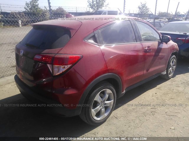 3CZRU5H57GM705341 - 2016 HONDA HR-V EX RED photo 4