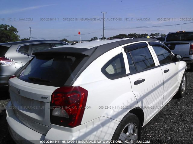 1B3HB48B78D524312 - 2008 DODGE CALIBER SXT WHITE photo 4