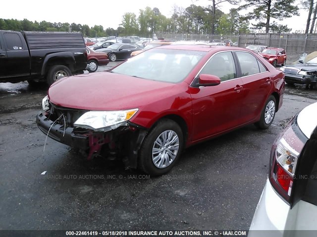 4T1BF1FK6EU761424 - 2014 TOYOTA CAMRY L/SE/LE/XLE RED photo 2