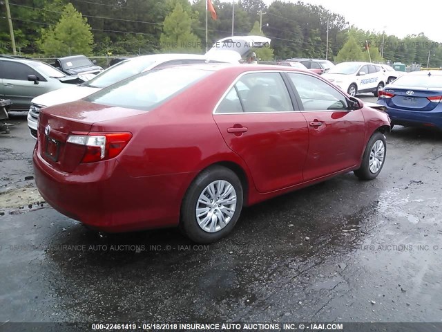 4T1BF1FK6EU761424 - 2014 TOYOTA CAMRY L/SE/LE/XLE RED photo 4