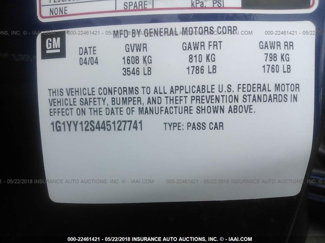 1G1YY12S445127741 - 2004 CHEVROLET CORVETTE Z06 BLUE photo 9