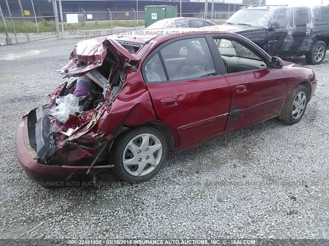 KMHDN46D04U752506 - 2004 HYUNDAI ELANTRA GLS/GT BURGUNDY photo 4