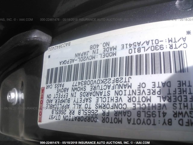 JT2BF22K0V0083477 - 1997 TOYOTA CAMRY LE/XLE SILVER photo 9