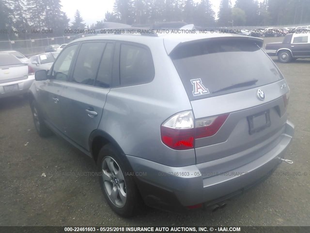 WBXPC93417WF00514 - 2007 BMW X3 3.0SI GRAY photo 3