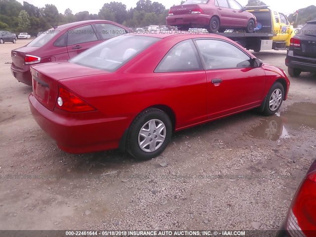 1HGEM22165L028453 - 2005 HONDA CIVIC DX VP RED photo 4