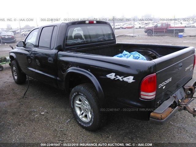 1D7HG38XX3S378942 - 2003 DODGE DAKOTA QUAD SPORT BLACK photo 3