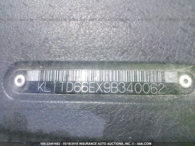 KL1TD66EX9B340062 - 2009 CHEVROLET AVEO LS/LT 青色 照片 9