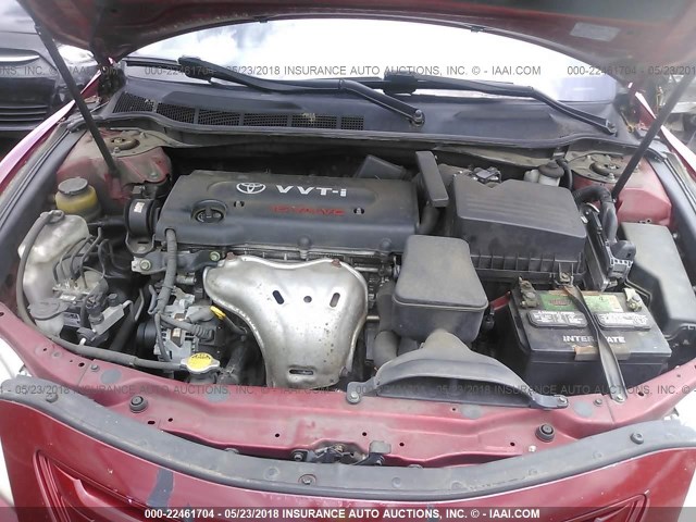 4T1BE46K57U108185 - 2007 TOYOTA CAMRY NEW GENERAT CE/LE/XLE/SE RED photo 10
