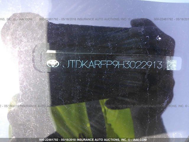 JTDKARFP9H3022913 - 2017 TOYOTA PRIUS PRIME  SILVER photo 9