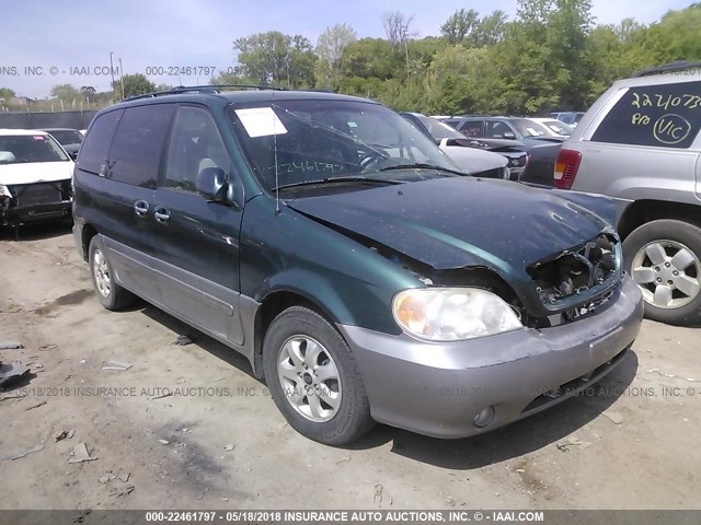 KNDUP132756703552 - 2005 KIA SEDONA EX/LX GREEN photo 1