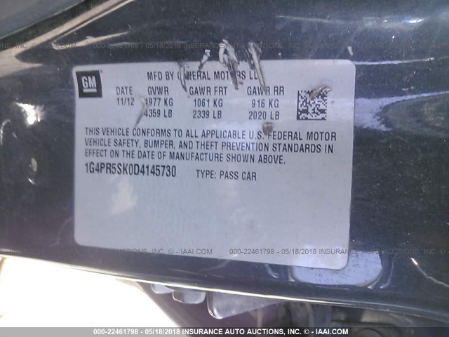 1G4PR5SK0D4145730 - 2013 BUICK VERANO CONVENIENCE GRAY photo 9