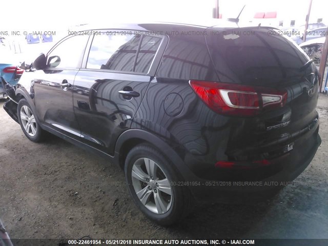 KNDPB3A24D7365322 - 2013 KIA SPORTAGE LX BLACK photo 3