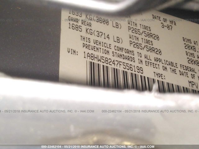 1A8HW58247F556199 - 2007 CHRYSLER ASPEN LIMITED SILVER photo 9