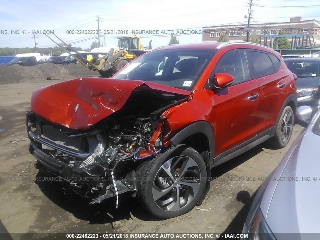KM8J3CA24HU309337 - 2017 HYUNDAI TUCSON LIMITED/SPORT AND ECO/SE ORANGE photo 2