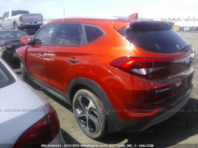 KM8J3CA24HU309337 - 2017 HYUNDAI TUCSON LIMITED/SPORT AND ECO/SE ORANGE photo 3