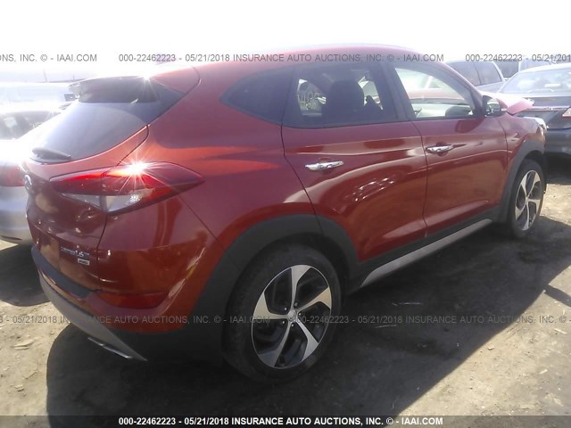 KM8J3CA24HU309337 - 2017 HYUNDAI TUCSON LIMITED/SPORT AND ECO/SE ORANGE photo 4