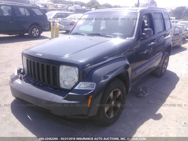 1J8GP28KX8W286758 - 2008 JEEP LIBERTY SPORT BLACK photo 2