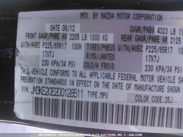 JM3KE2CE2D0128511 - 2013 MAZDA CX-5 TOURING BLUE photo 9