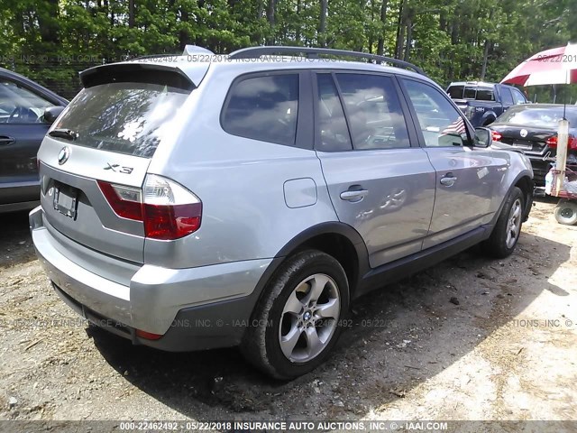 WBXPC93487WJ01922 - 2007 BMW X3 3.0SI GRAY photo 4