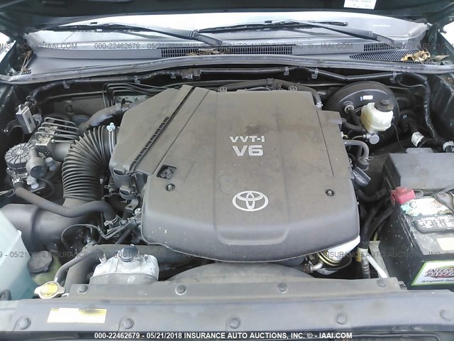 3TMJU4GN2CM137265 - 2012 TOYOTA TACOMA DOUBLE CAB PRERUNNER GREEN photo 10