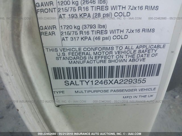 SALTY1246XA229355 - 1999 LAND ROVER DISCOVERY II  თეთრი ფოტო 9