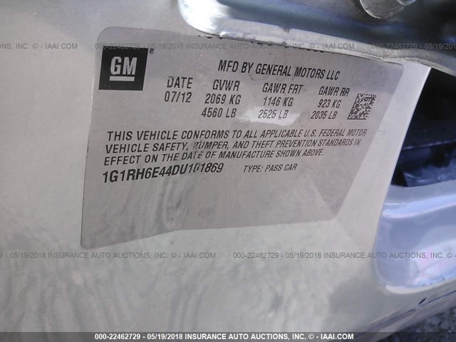 1G1RH6E44DU101869 - 2013 CHEVROLET VOLT GRAY photo 9