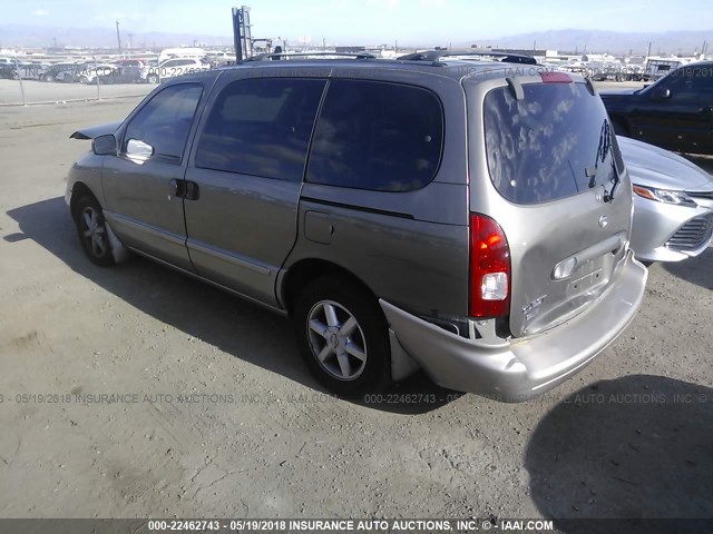 4N2ZN17T81D822650 - 2001 NISSAN QUEST GLE TAN photo 3