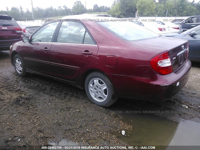 4T1BE32K72U031294 - 2002 TOYOTA CAMRY LE/XLE/SE 栗色 照片 3