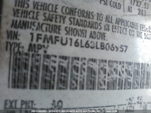 1FMFU16L63LB06957 - 2003 FORD EXPEDITION XLT Qızıl foto 9