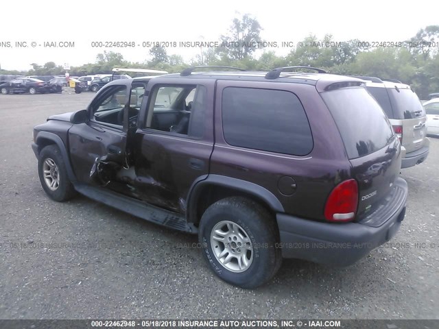 1D4HS38N63F584326 - 2003 DODGE DURANGO SPORT PURPLE photo 3