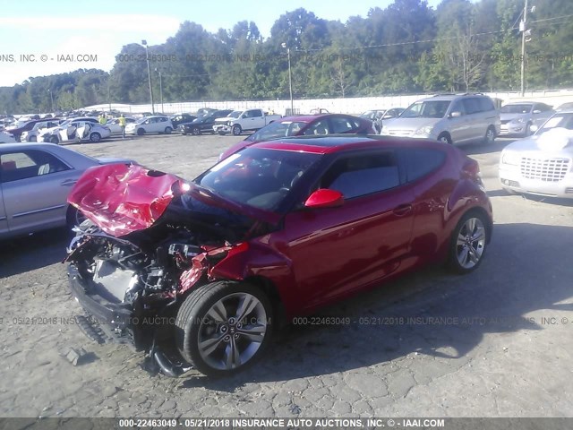 KMHTC6ADXDU100433 - 2013 HYUNDAI VELOSTER RED photo 2